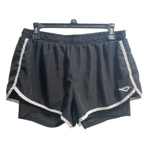Women's Pony Double Layer‎ Athletic Pull On Shorts Black Size Large